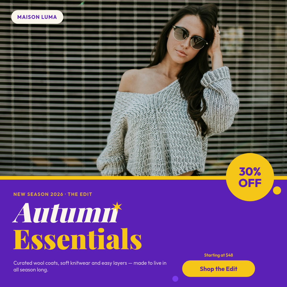 Vibrant Violet Autumn Fashion Collection Product Showcase