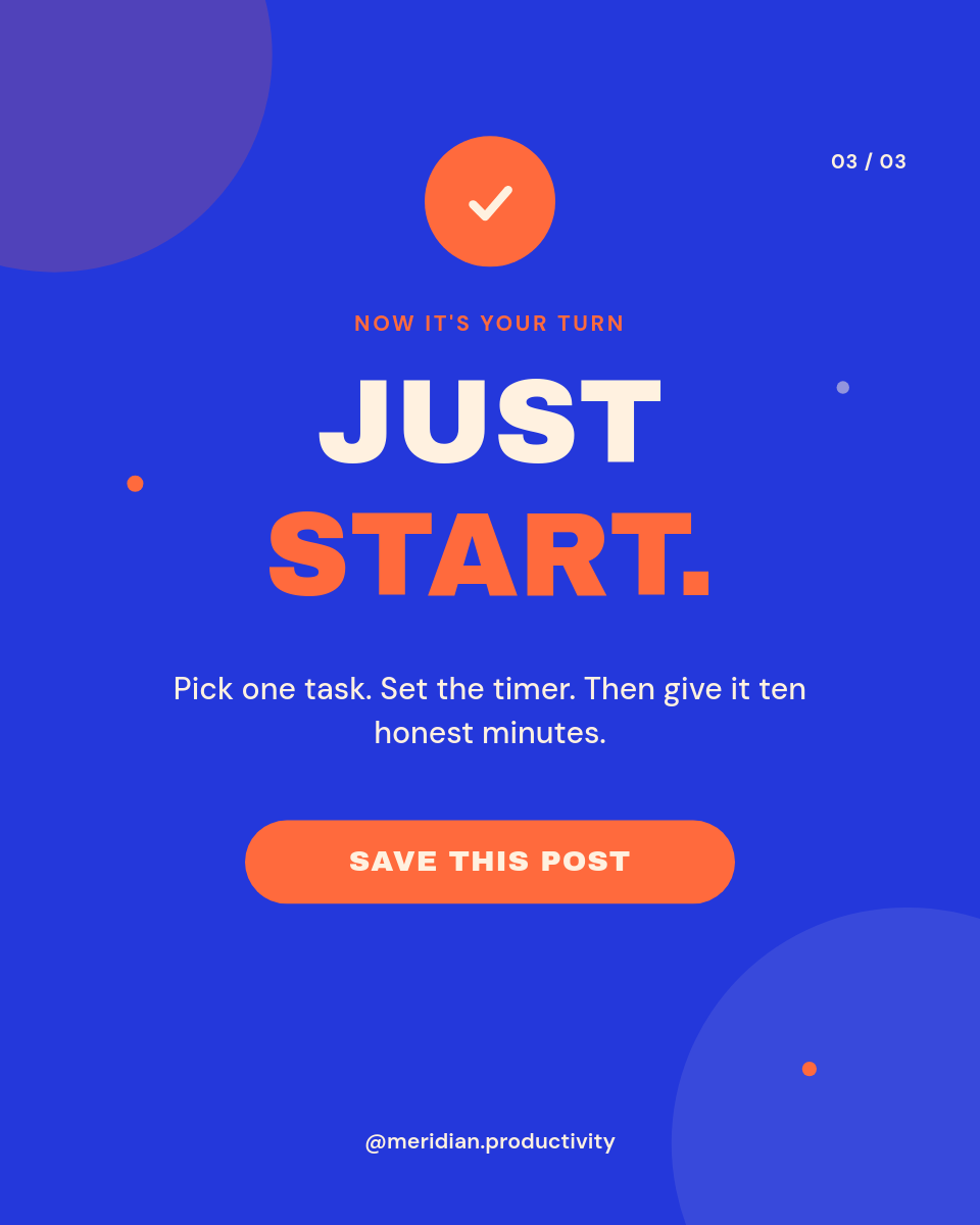 Bold Cobalt & Coral Beat Procrastination Instagram Carousel - Page 3
