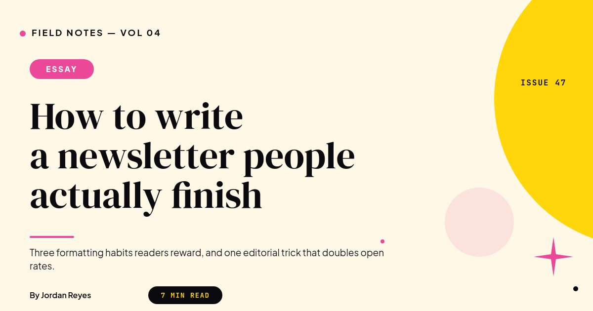 Vibrant Yellow & Magenta Editorial Newsletter Issue OG Card with Bold Serif Headline