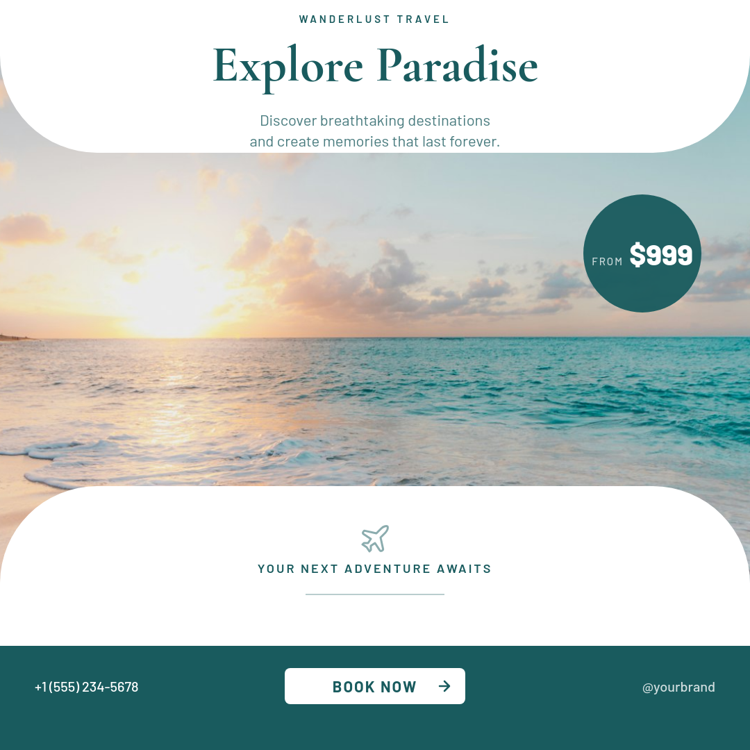 Travel The World — Teal Torn-Edge Beach Ad