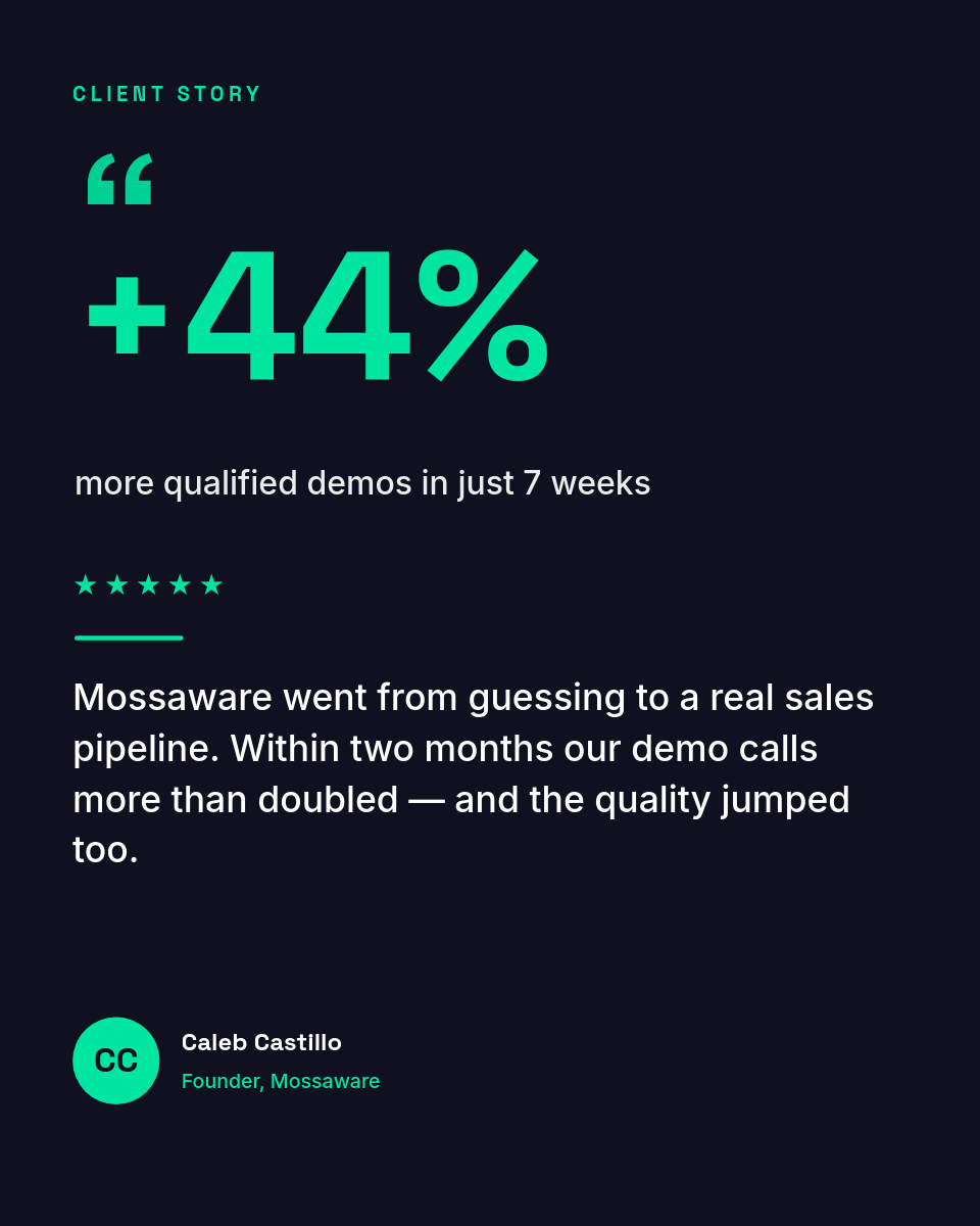 Bold Stat Client Testimonial — Dark Mint Big Result Card