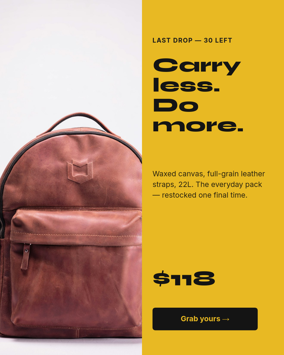 Mustard & Ink Split Canvas Backpack Last-Drop Product Card