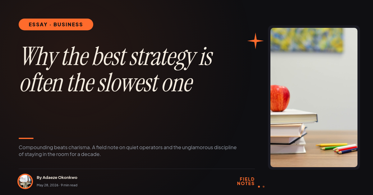 Bold Tangerine & Ink Editorial Essay OG Cover with Italic Serif Headline