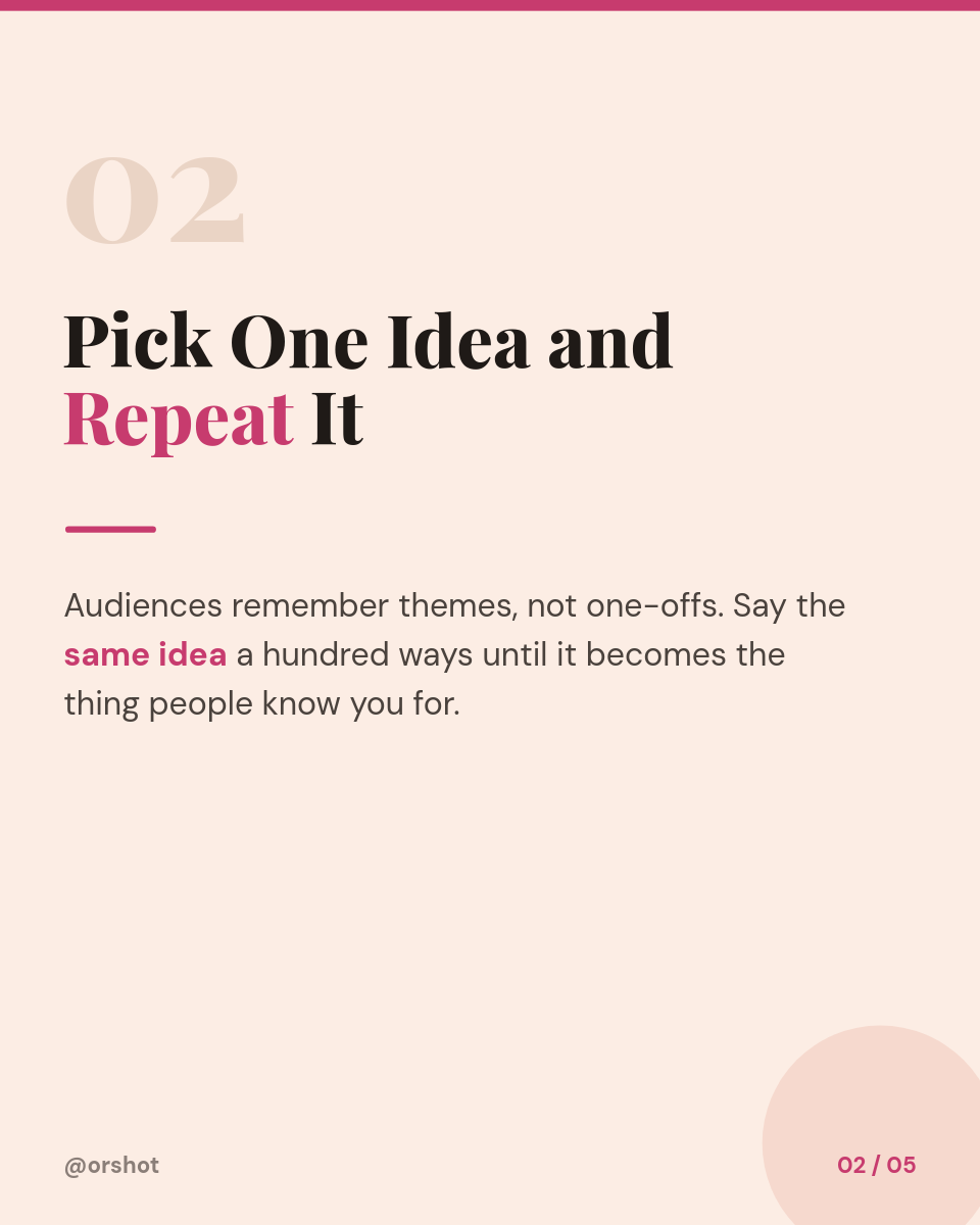 Warm Cream Creator-Playbook Carousel — Orange/Magenta Color Blocks, Playfair Serif & Faint Numerals - Page 3