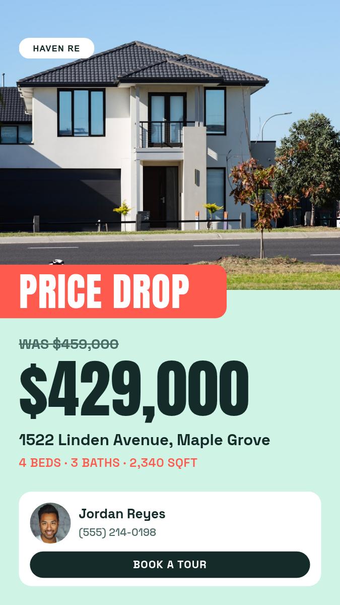 Real Estate Price Drop Post + Story — Mint & Coral - Page 2