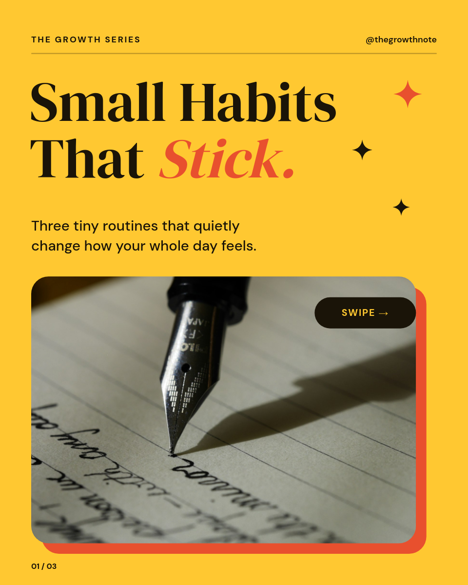 Bold Yellow 'Small Habits' 3-Slide Instagram Carousel - Page 1