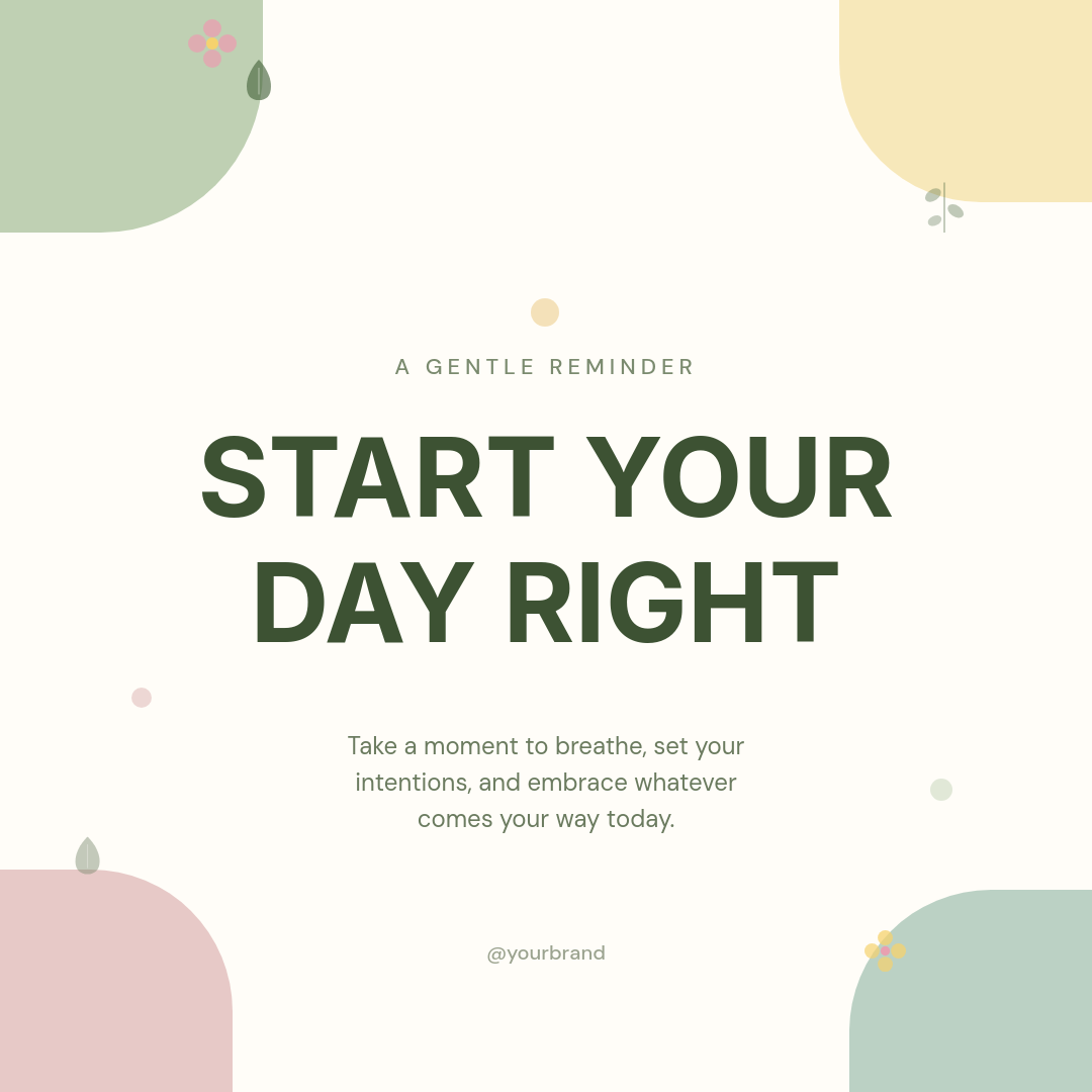 Botanical Wellness Reminder Post with Bold Friendly Typography and Organic Corner Shapes