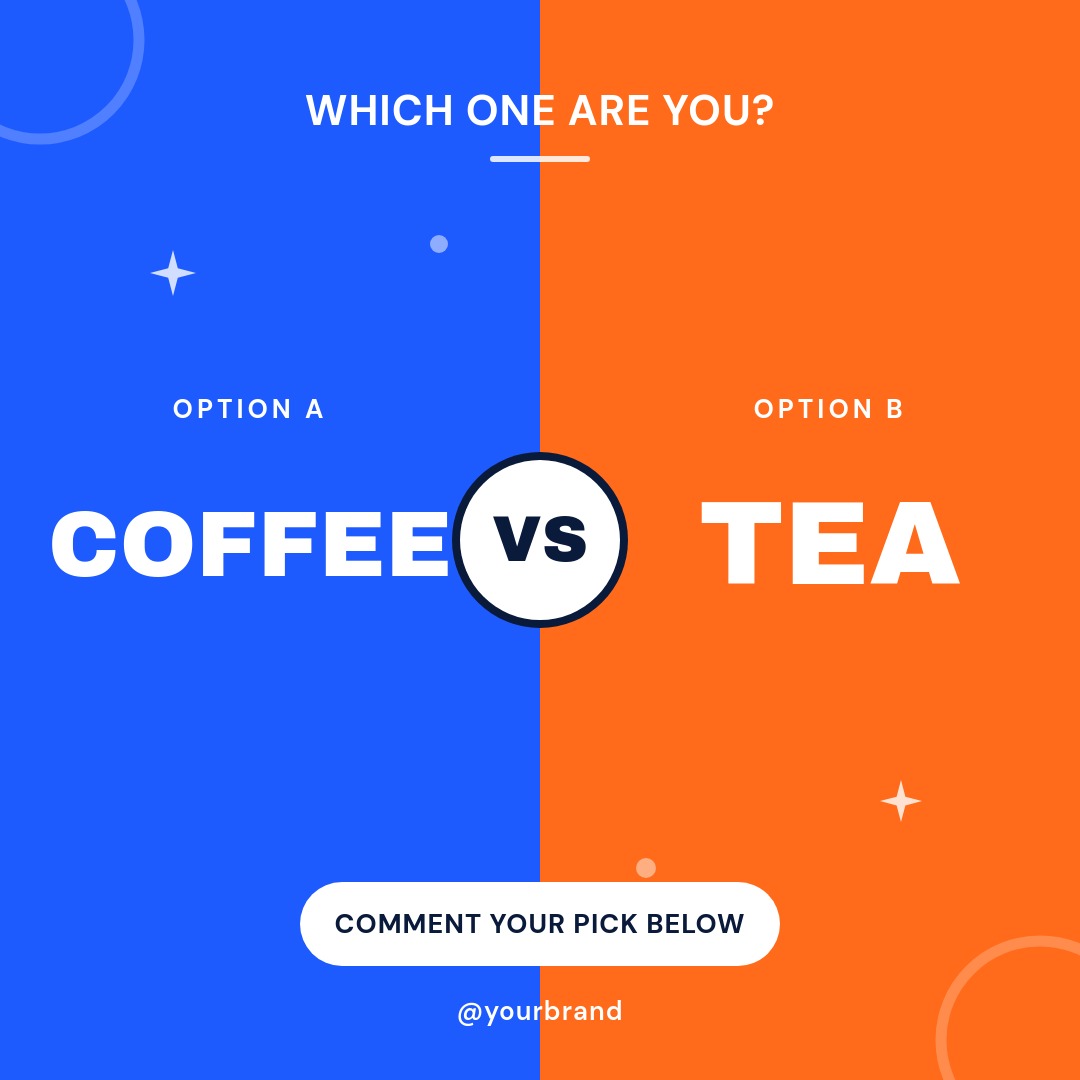 Bold Blue & Orange This or That Poll Instagram Post