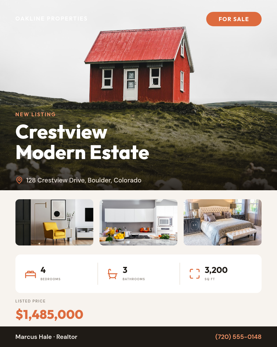 Modern Terracotta Just Listed Real Estate Instagram Post