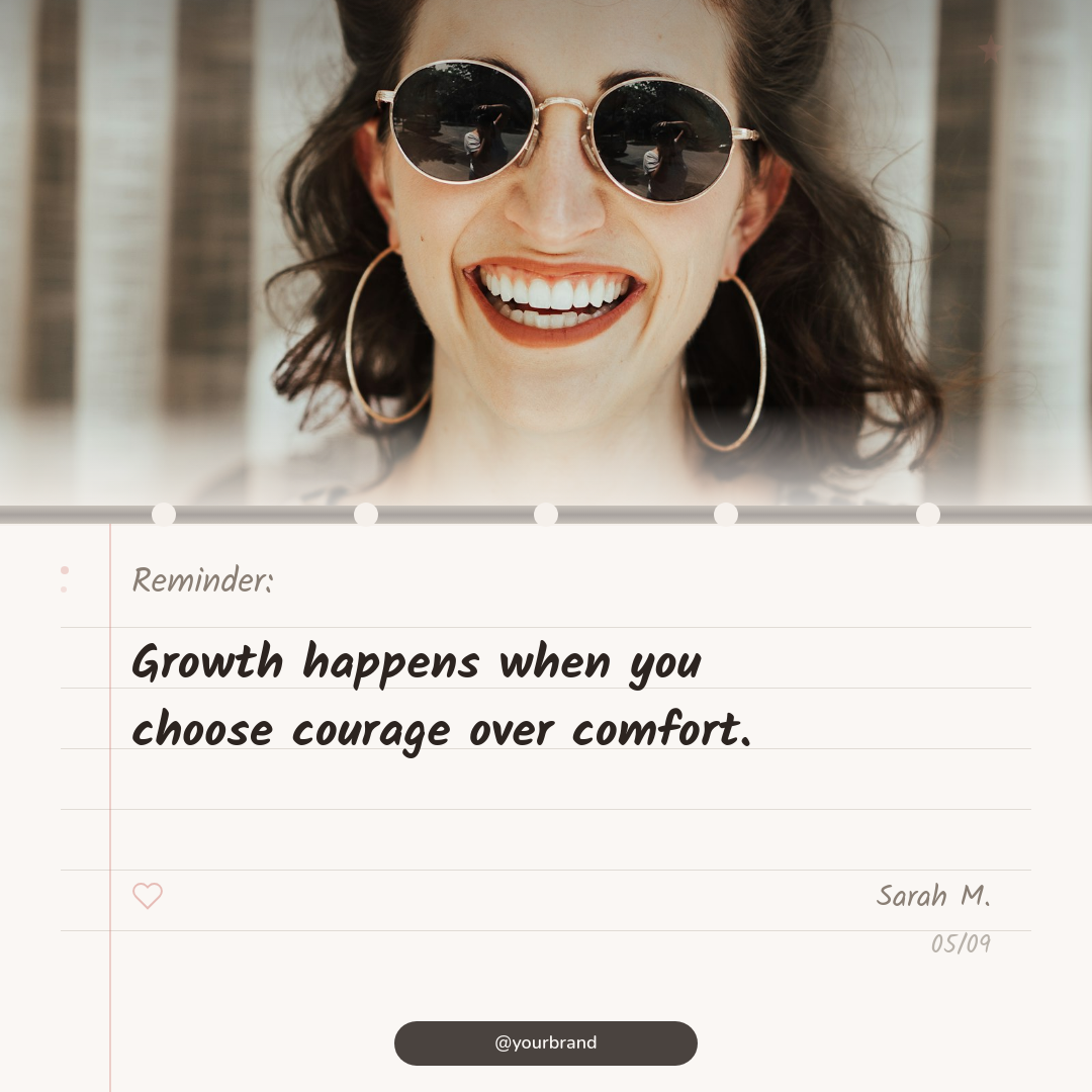 Editorial Journal Quote Card with Split Photo and Notebook Lines