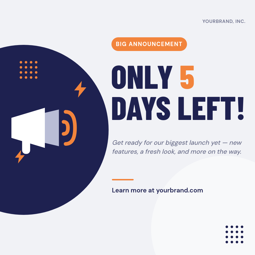 Navy and Orange Countdown Announcement Instagram Square Post