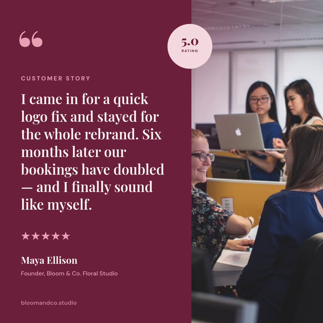 Burgundy & Blush Customer Shoutout Testimonial Card