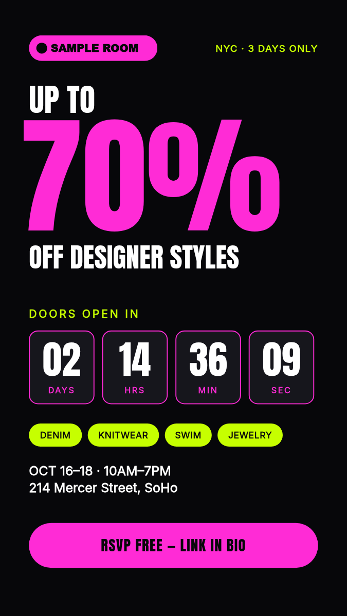 Animated Countdown Story 9:16 — Sample Sale, Neon Magenta