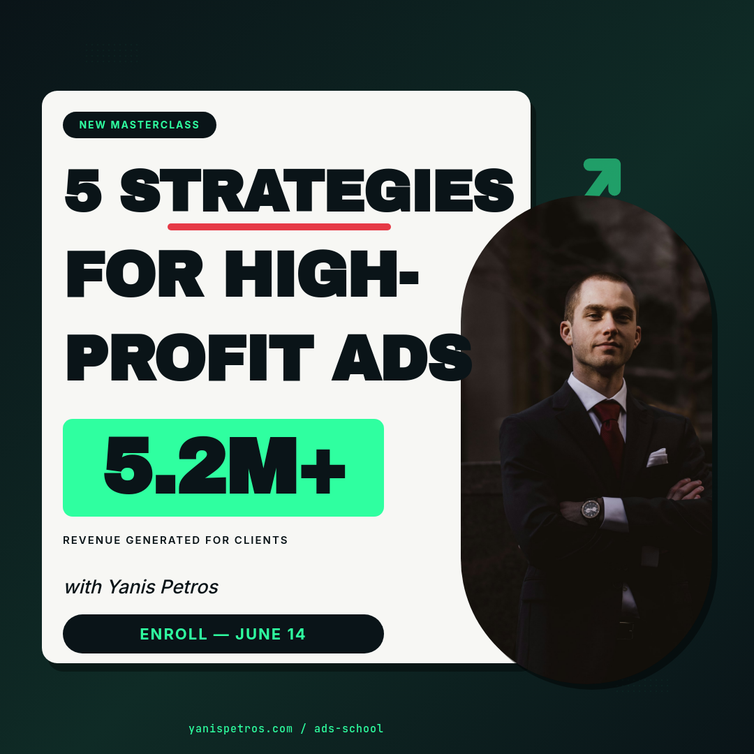 Bold Dark Marketing Strategy Course Ad with Electric Mint Stat Chip