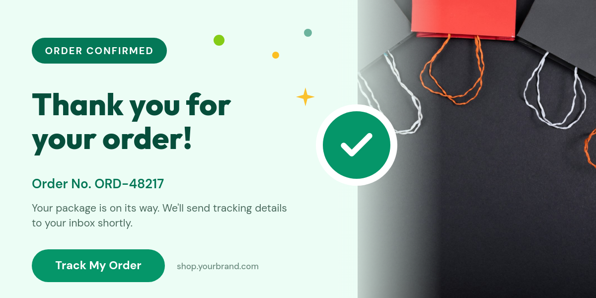 Green Order Confirmation Email Banner with Check Badge
