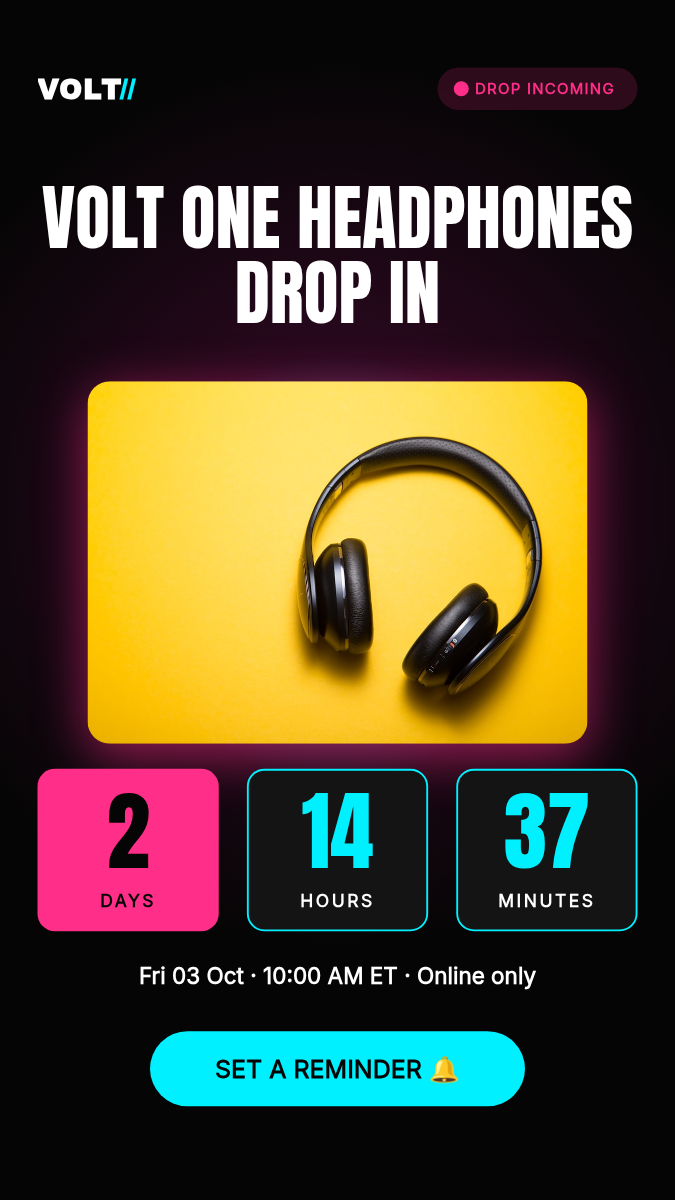 Product Drop Countdown Story 9:16 — Neon Pink & Cyan on Black