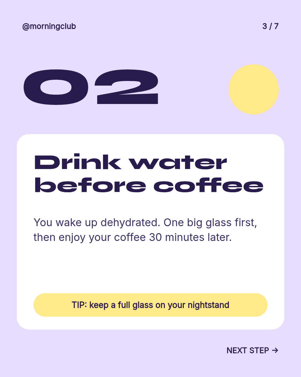 Instagram Carousel Template — 5-Step Morning Routine, Lilac - Page 3