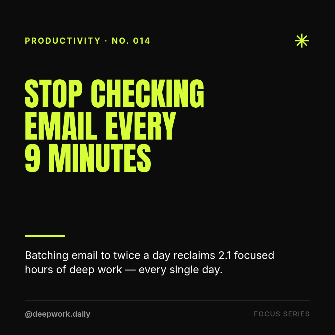 Productivity Tip Instagram Post — Bold Acid Lime on Black