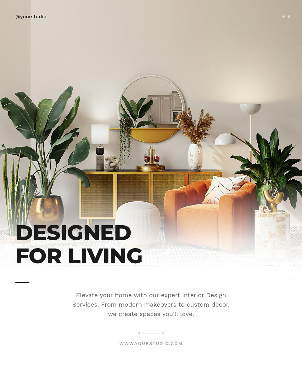 Clean Interior Design Services Showcase with Frame Overlay