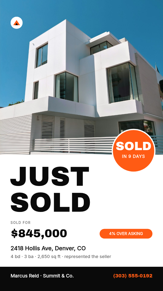 Real Estate Just Sold Post + Story — Black, White & Orange - Page 2