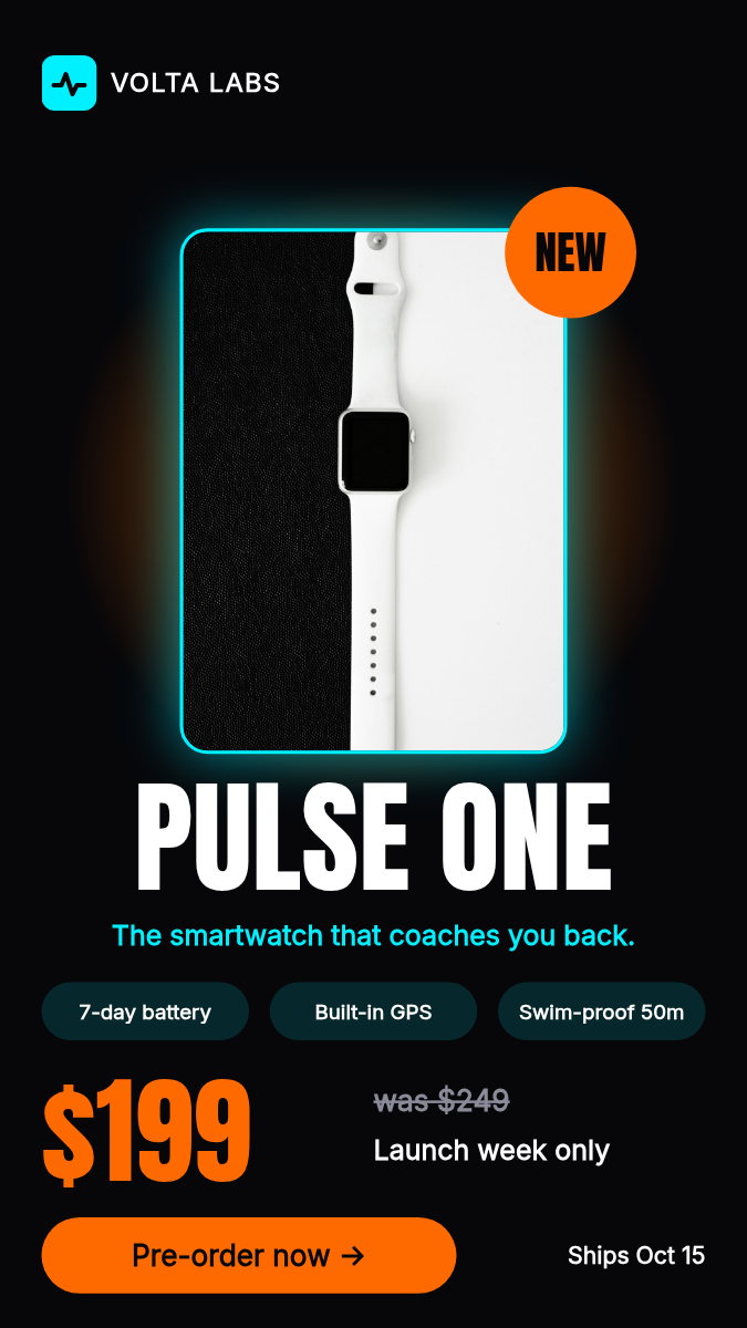 Animated Product Reveal Story 9:16 — Neon Cyan & Orange
