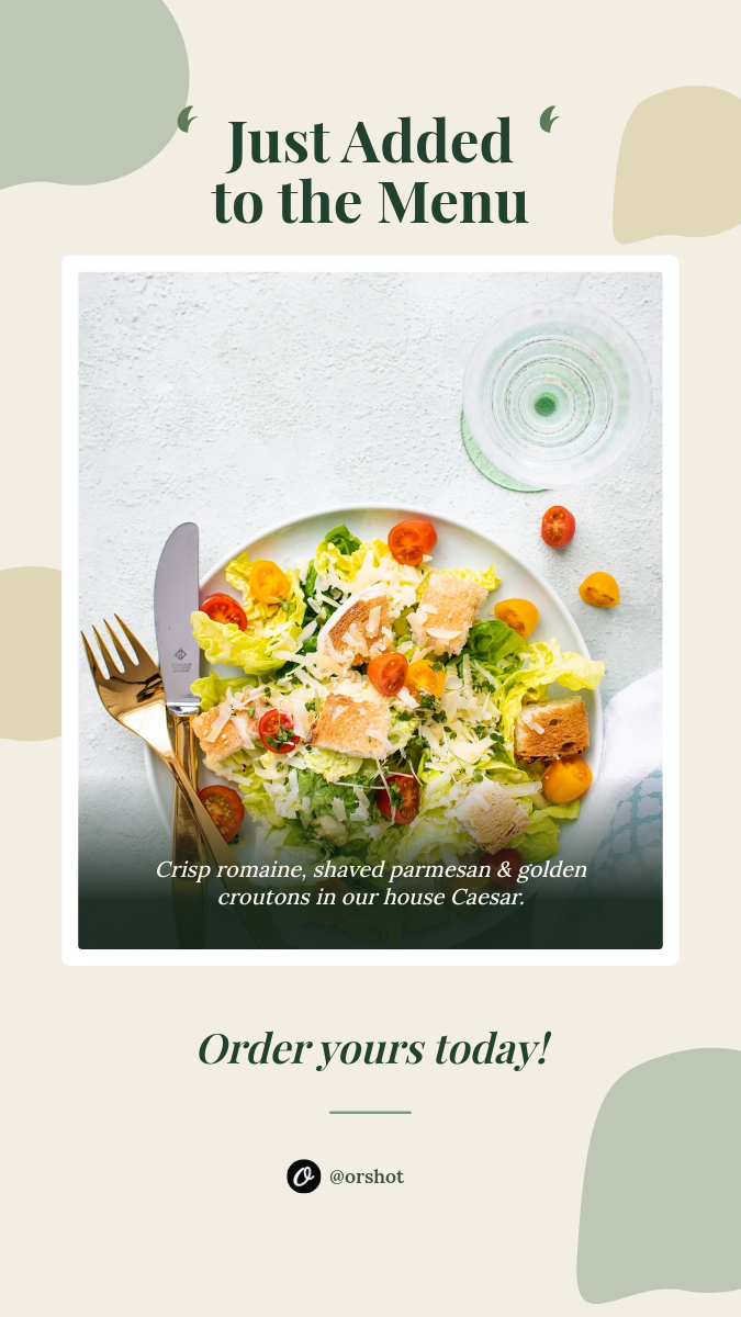 New On The Menu Framed Dish Instagram Story