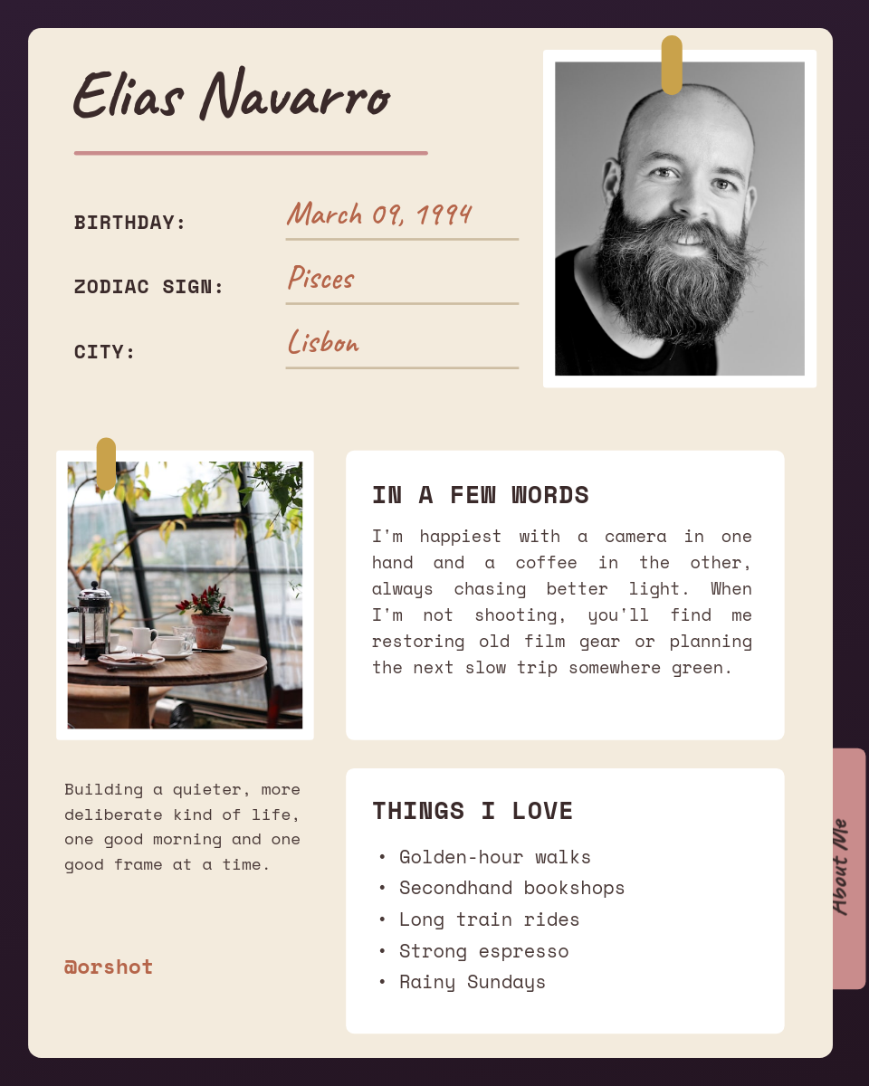 About Me Profile Card — File Folder Bio with Photos &amp; Lists