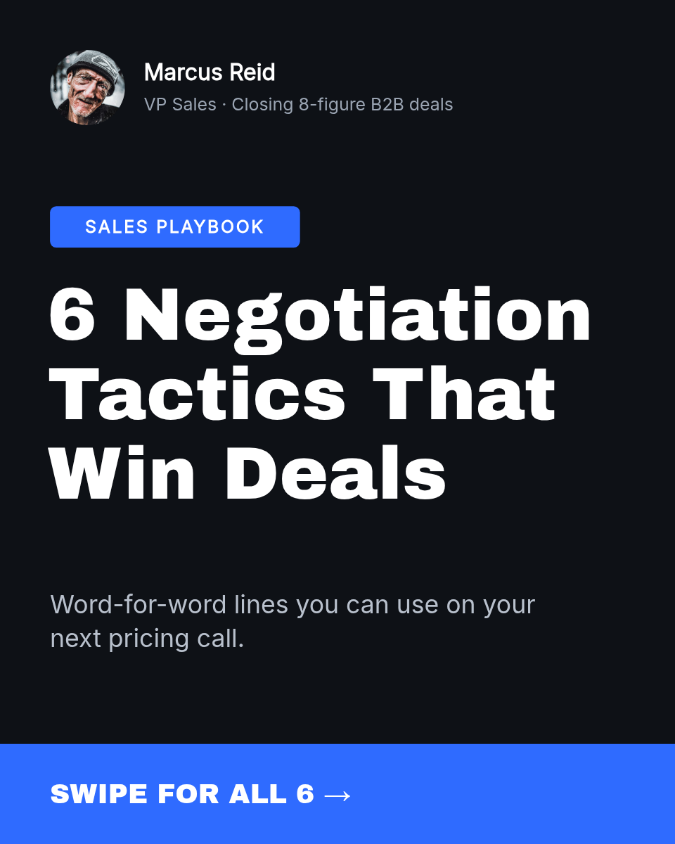 LinkedIn Carousel Template — 6 Negotiation Tactics, Ink - Page 1