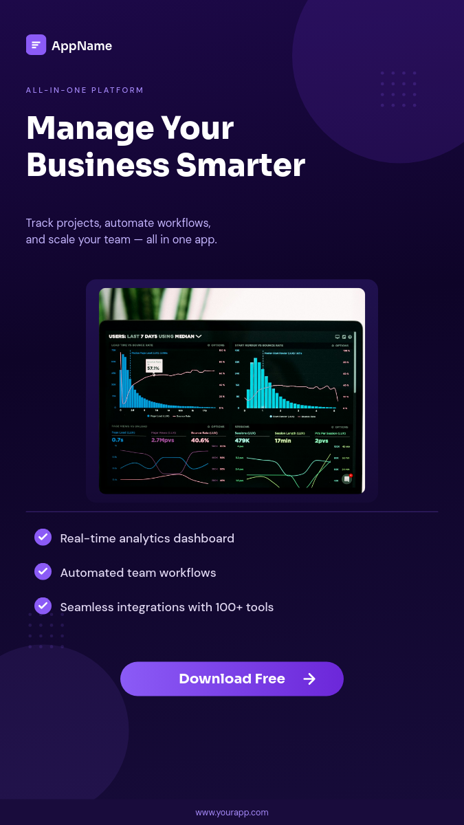 App Download Promo — Purple Gradient Story
