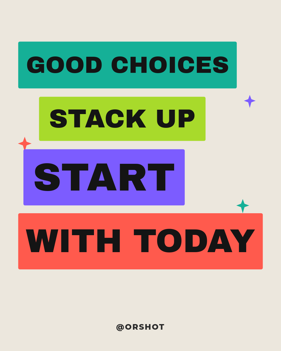Bold Color-Block Stacked Type Portrait — Habits Motivation Banners