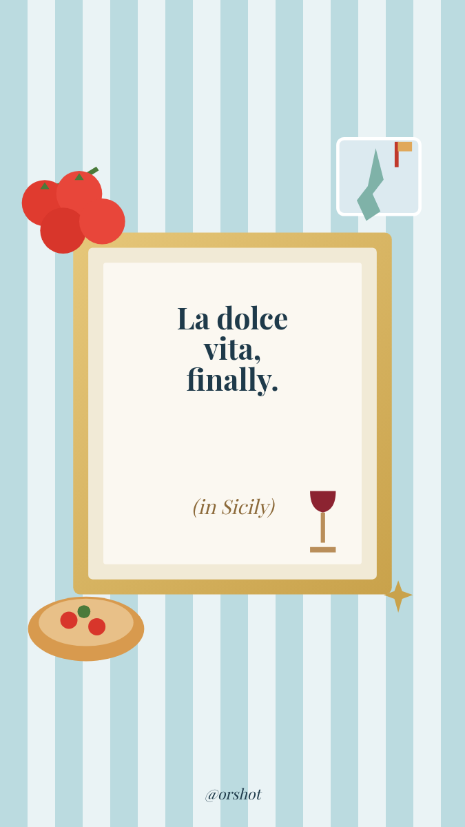 Illustrated Italy Travel Story with Ornate Frame & Food Doodles