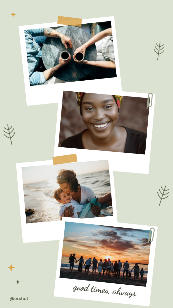 Sage Polaroid Friendship Memories Collage Story