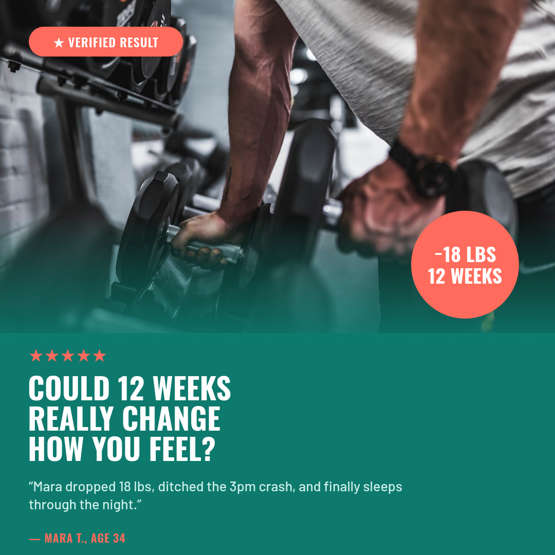 Coral & Teal Fitness Transformation Result Testimonial