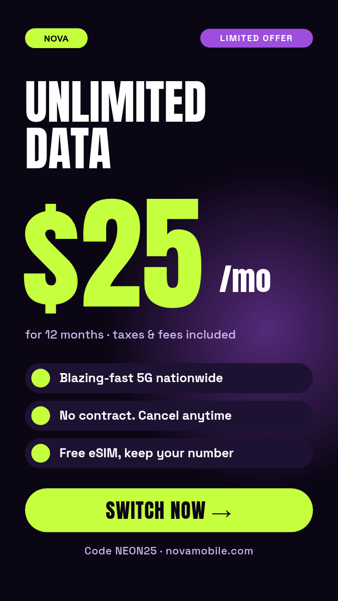 Animated Mobile Plan Offer Story 9:16 — Neon Violet & Lime