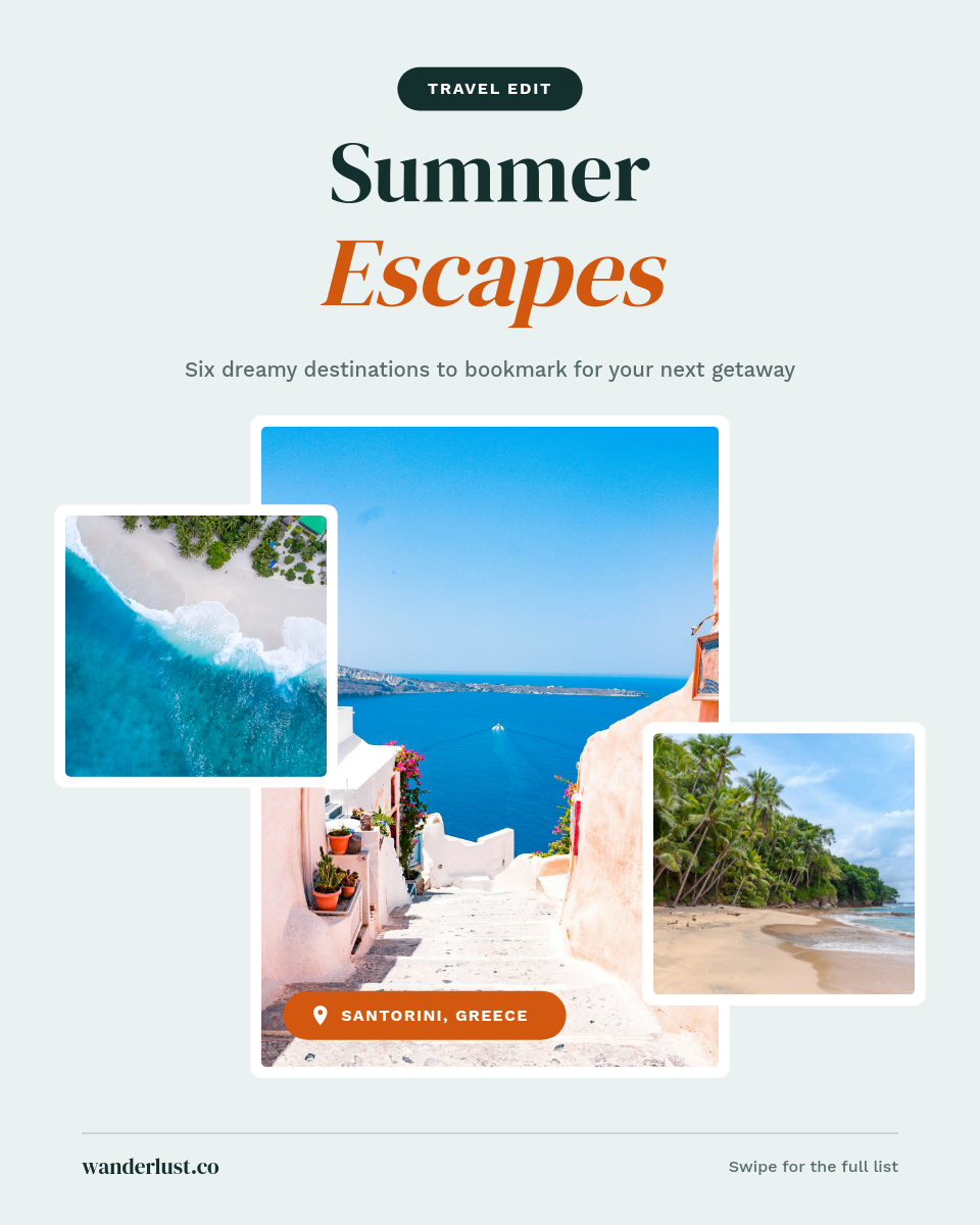 Editorial Summer Escapes Travel Collage Instagram Post