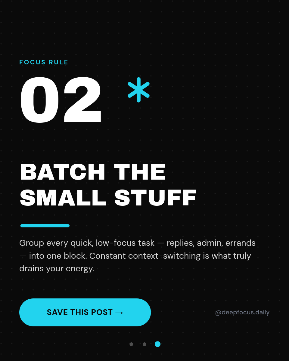 Bold Black & Cyan Productivity Tips Instagram Carousel - Page 3