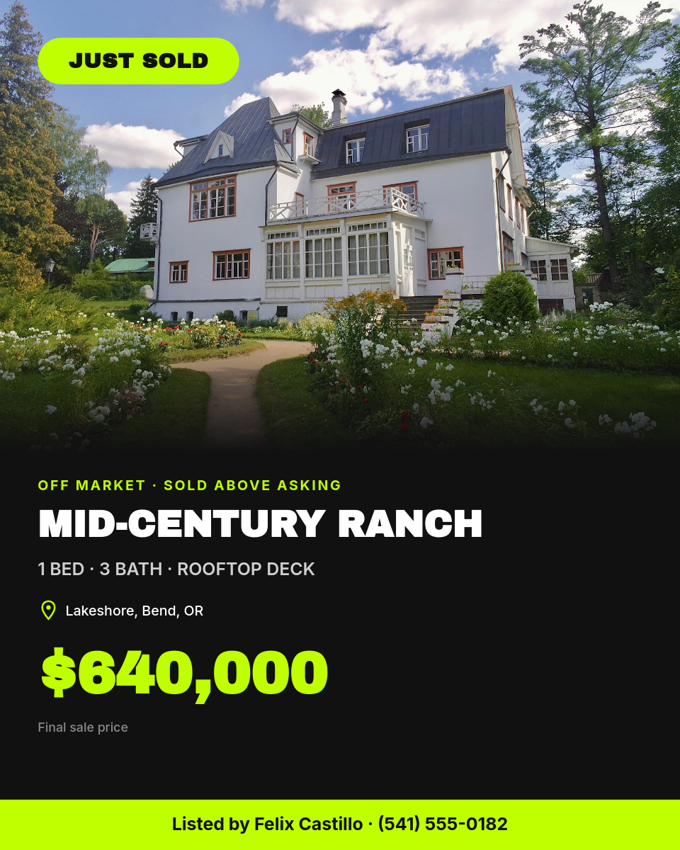 Dark Lime Just-Sold Real Estate Card — Big Price, Archivo Black