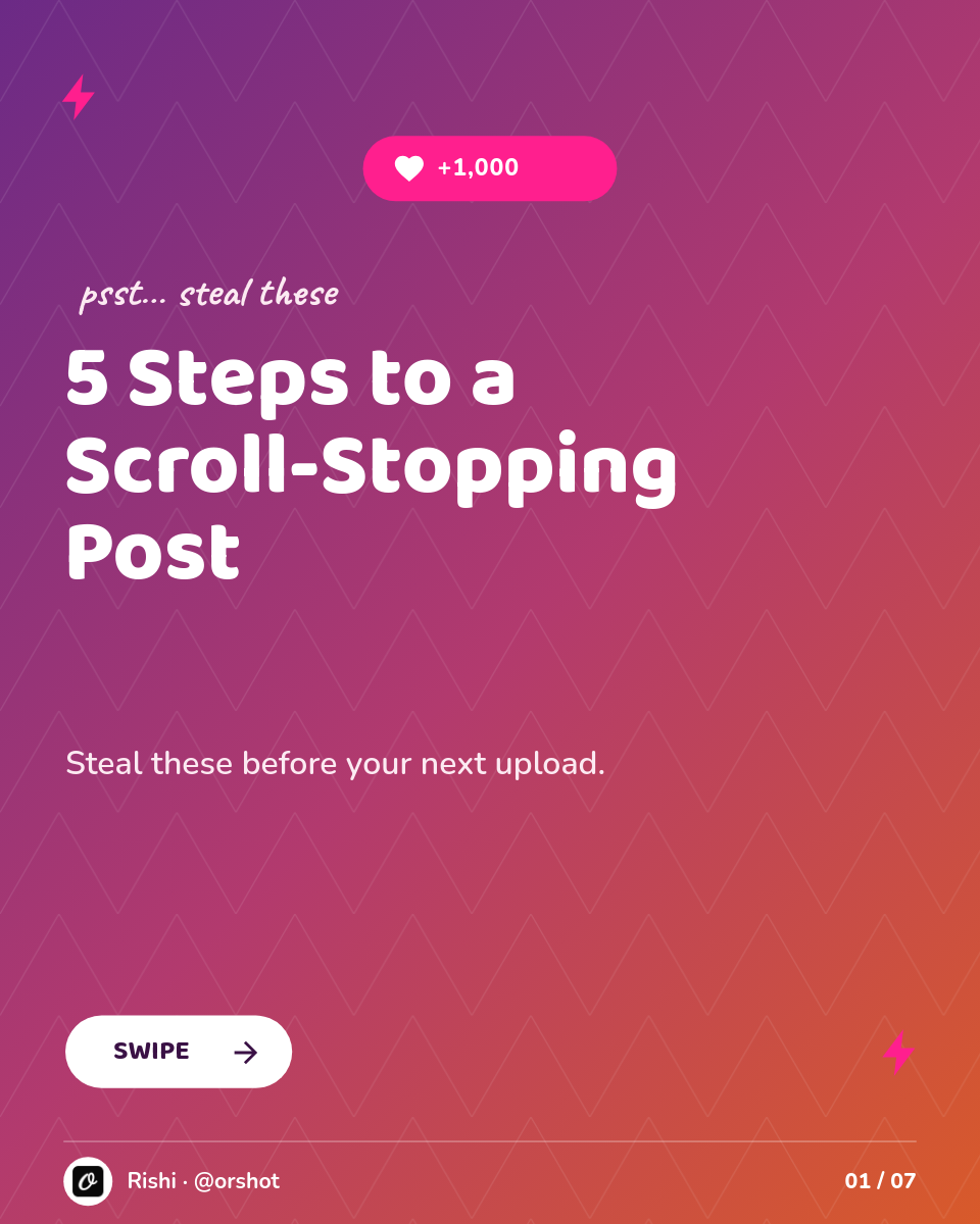 Playful Purple-to-Orange 5-Step Carousel — Baloo Headlines, Pink Lightning & Notification Badge - Page 1