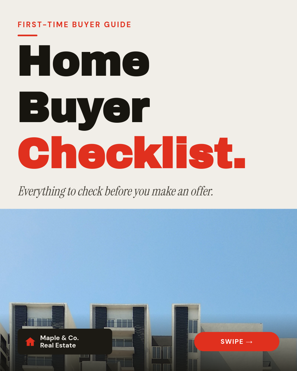 Bold Red Accent Home Buyer Checklist Instagram Carousel - Page 1