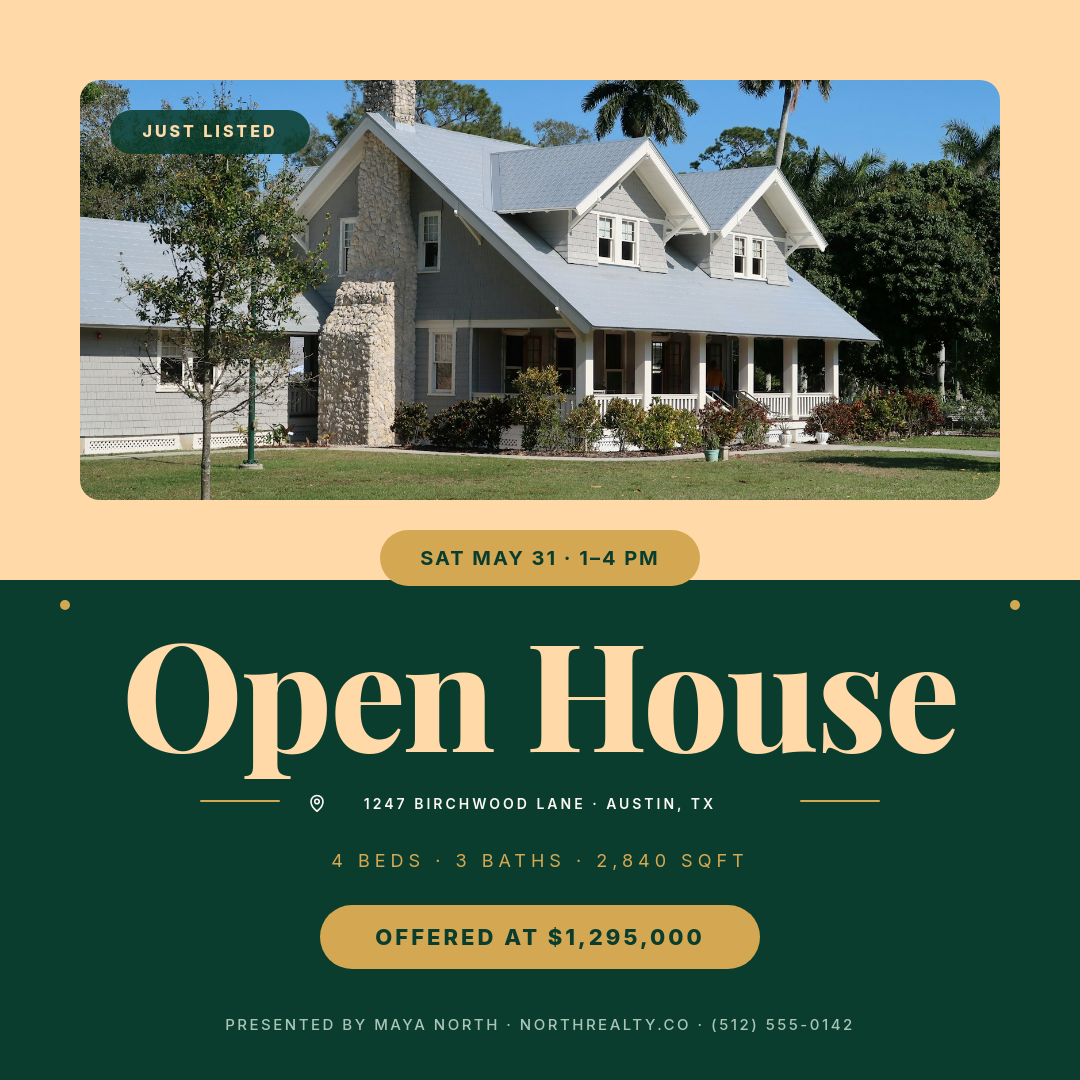Bold Forest Green Open House Saturday Real Estate Invitation