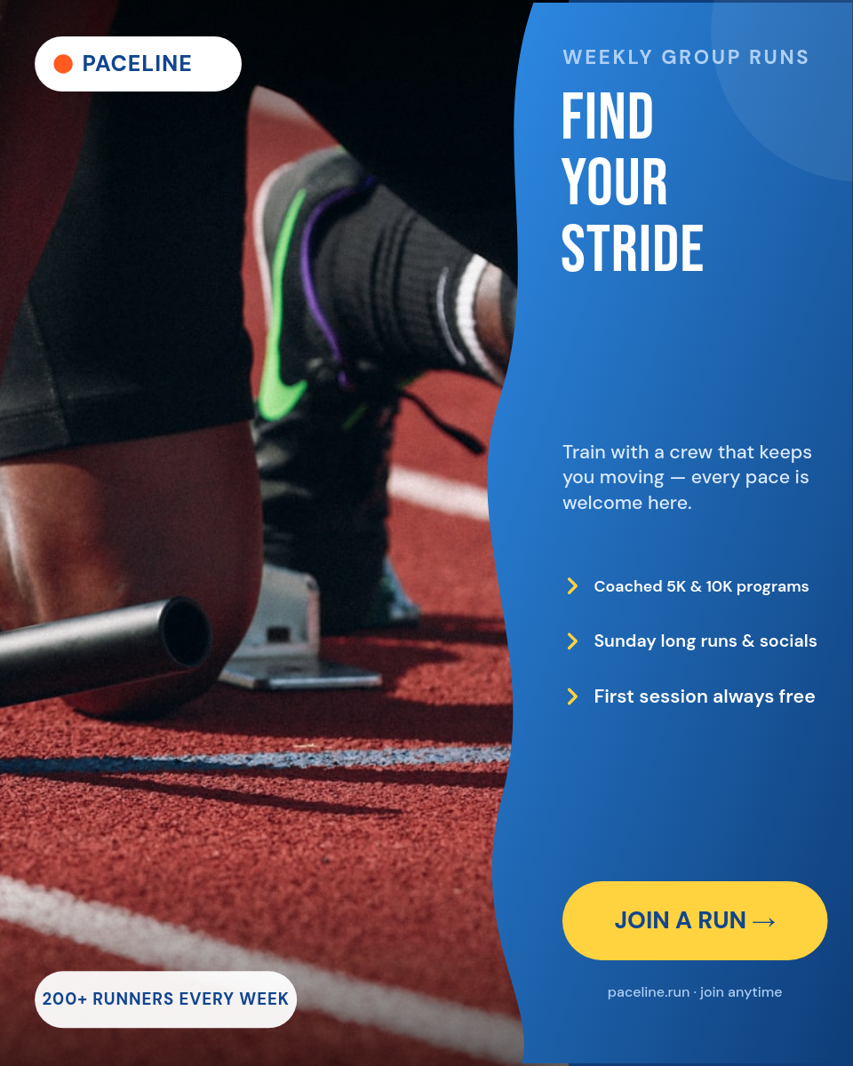 Electric Blue Run Club Membership Ad with Stacked Headline