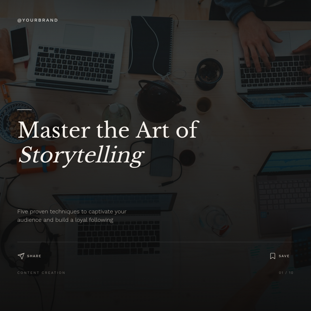 Dark Photo Overlay Content Growth Tips with Large Serif Headline