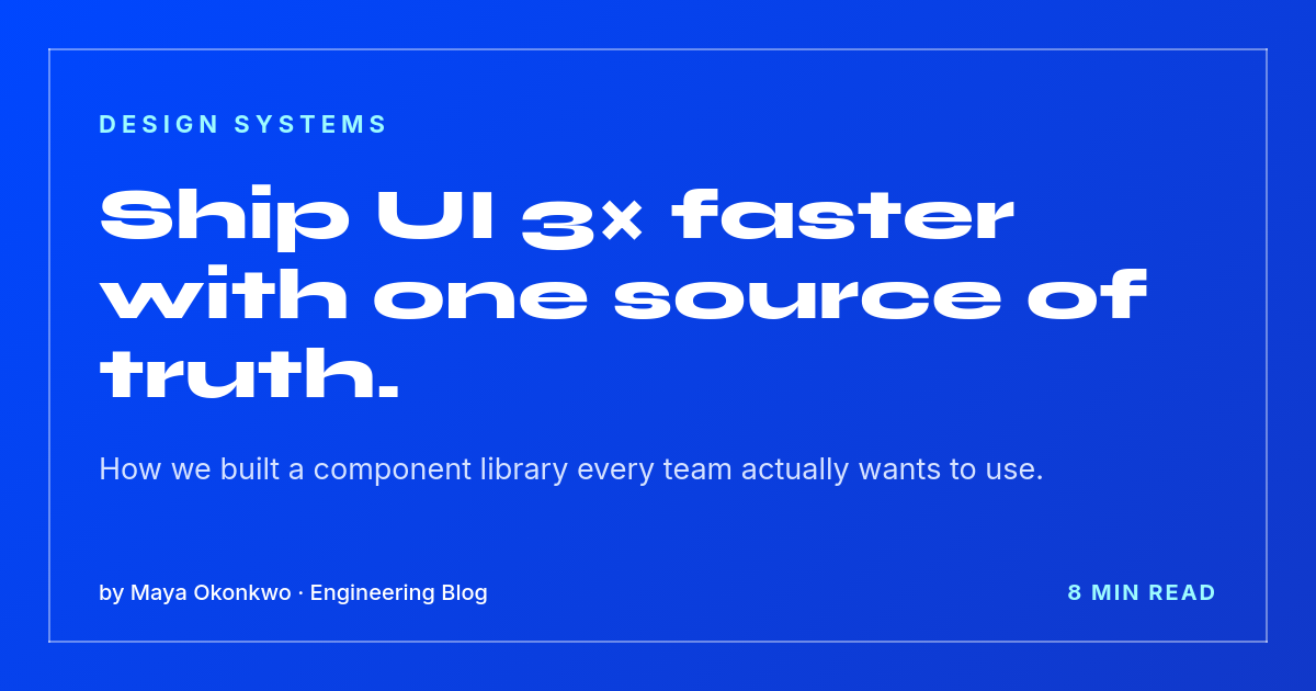 Design System Writeup OG Cover — Electric Blue & White