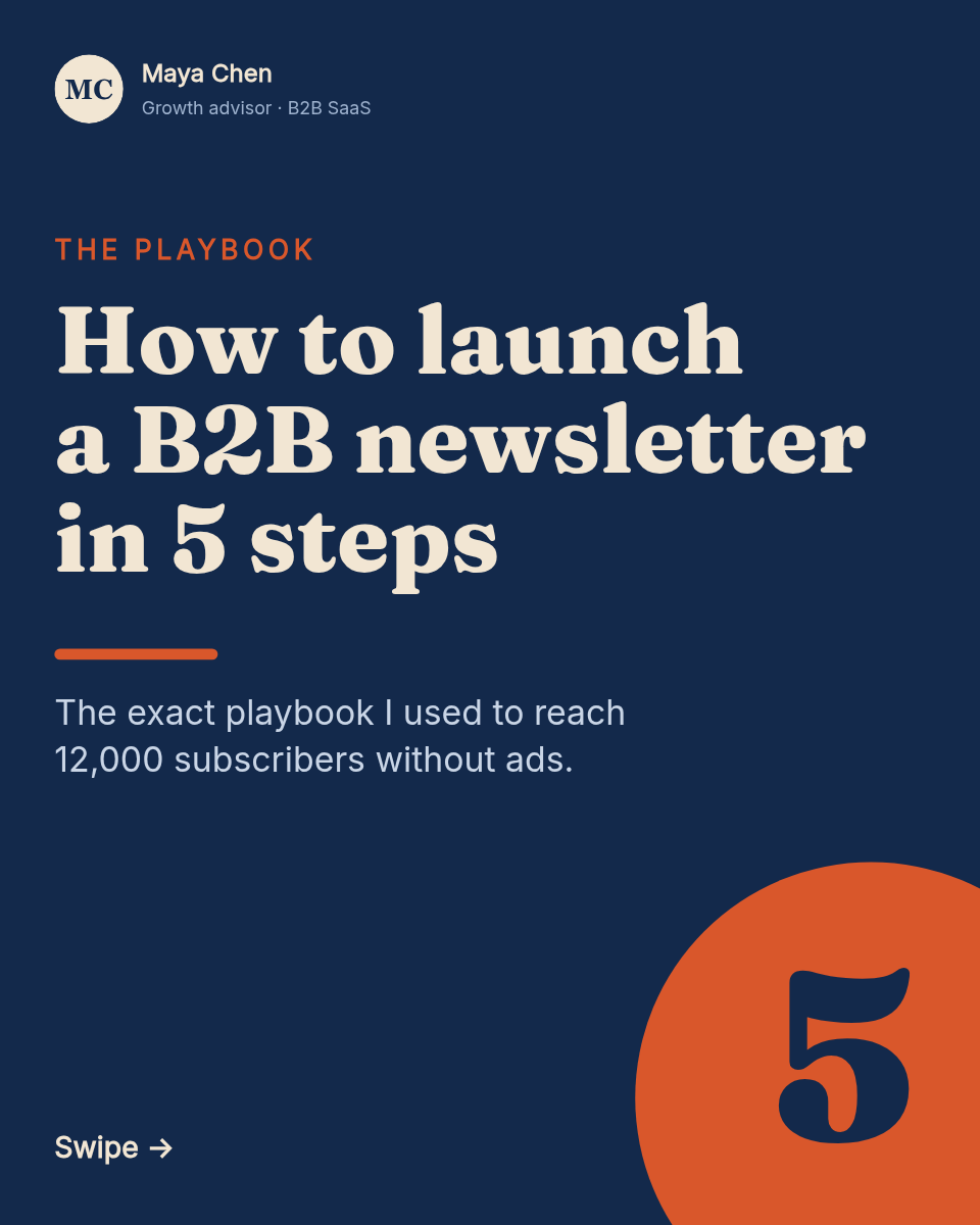 LinkedIn Carousel Template — 5-Step Guide, Navy & Rust - Page 1