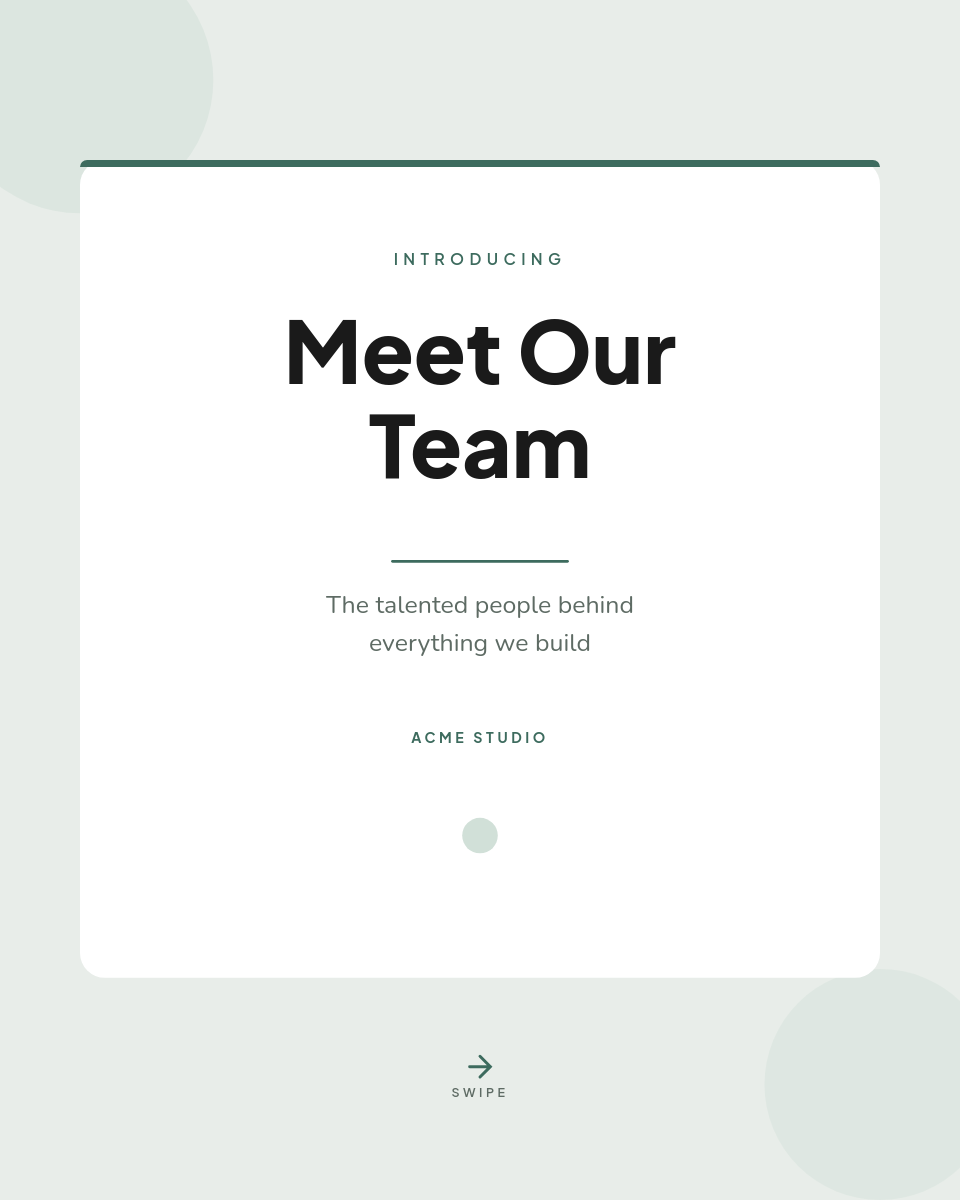 Sage Green Team Meet-the-Team LinkedIn Carousel with White Cards and Circular Headshots - Page 1