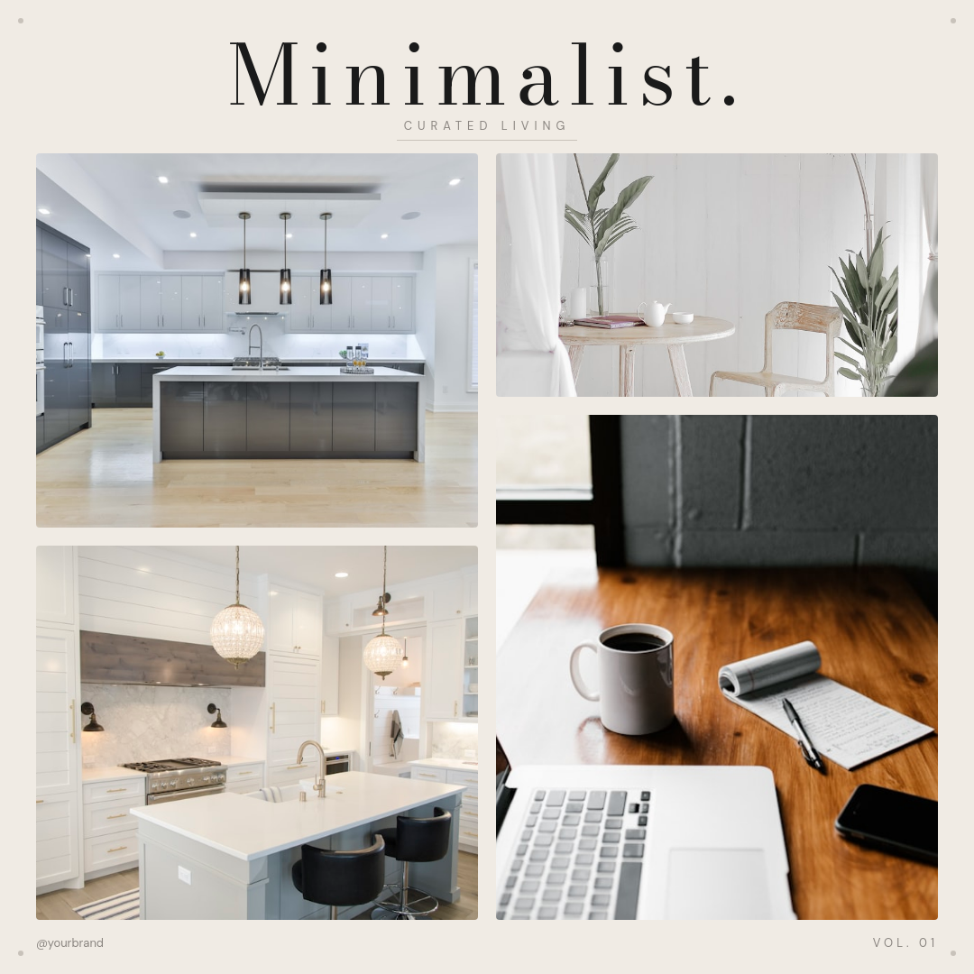 Warm Minimalist Lifestyle Photo Grid with Bold Serif Headline