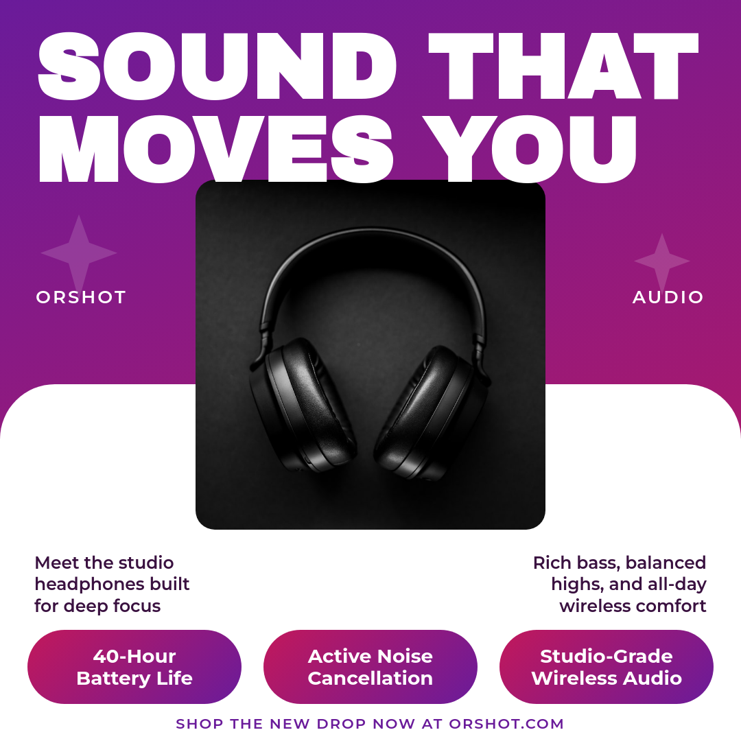 Bold Magenta Headphones Product Launch — Square Audio Ad