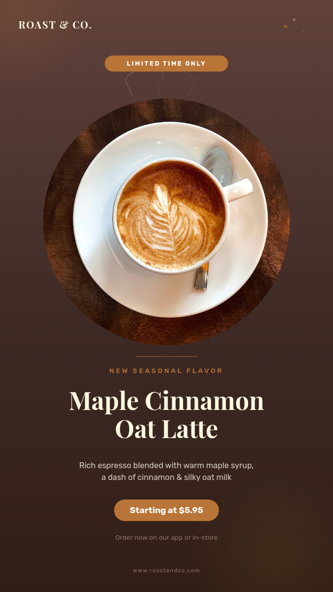 Seasonal Coffee Drink Launch — Warm Artisan Story