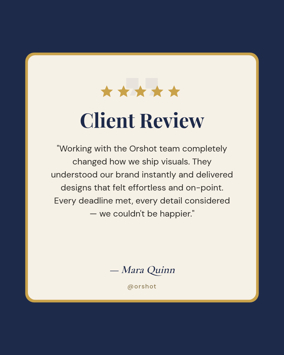 Navy & Amber Client Review Testimonial Card — Portrait