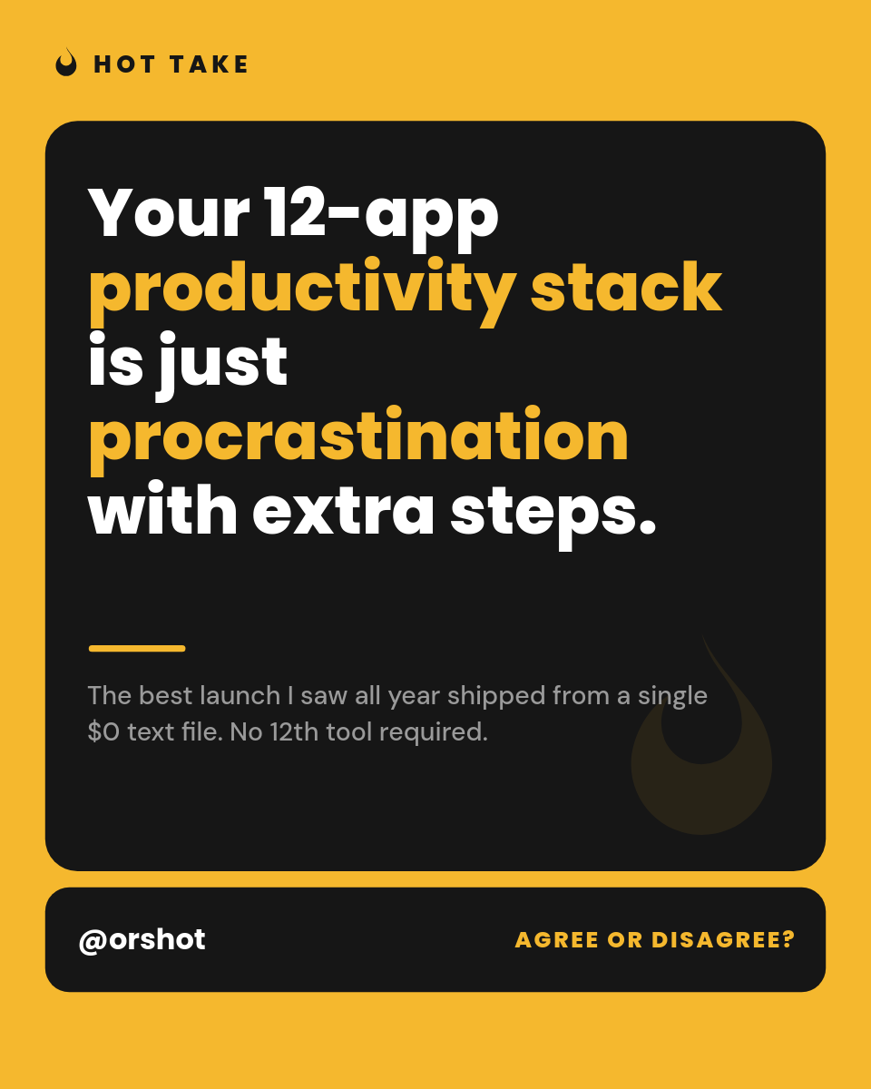 Bold Amber Hot-Take Opinion Card — Poppins Headline, Dark Rounded Panel & Agree-or-Disagree Footer